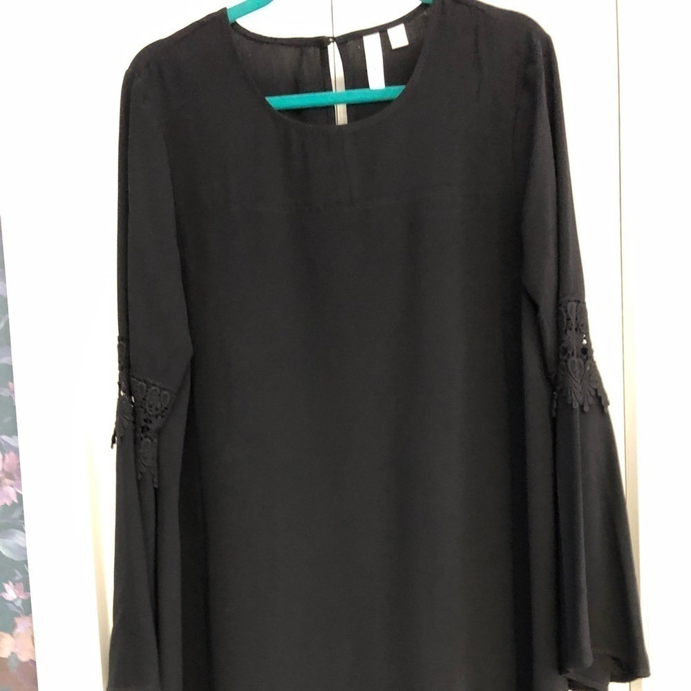 Tacera Black Dress with Lace Detail